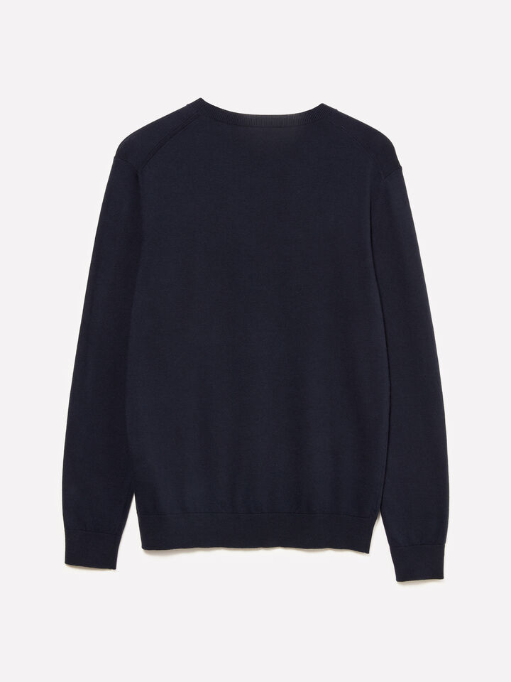 Dark blue crew neck sweater - men's crew neck sweaters - Dark Blue | Sisley image number 6